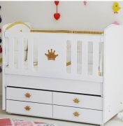 Bebemoda Бебешко легло Султан 60см -120см  с 4 шкафчета и падаща решетка