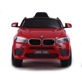 Акумулаторен джип BMW X6M - JJ2199 КОЖЕНА СЕДАЛКА  черен и червен 2023г.